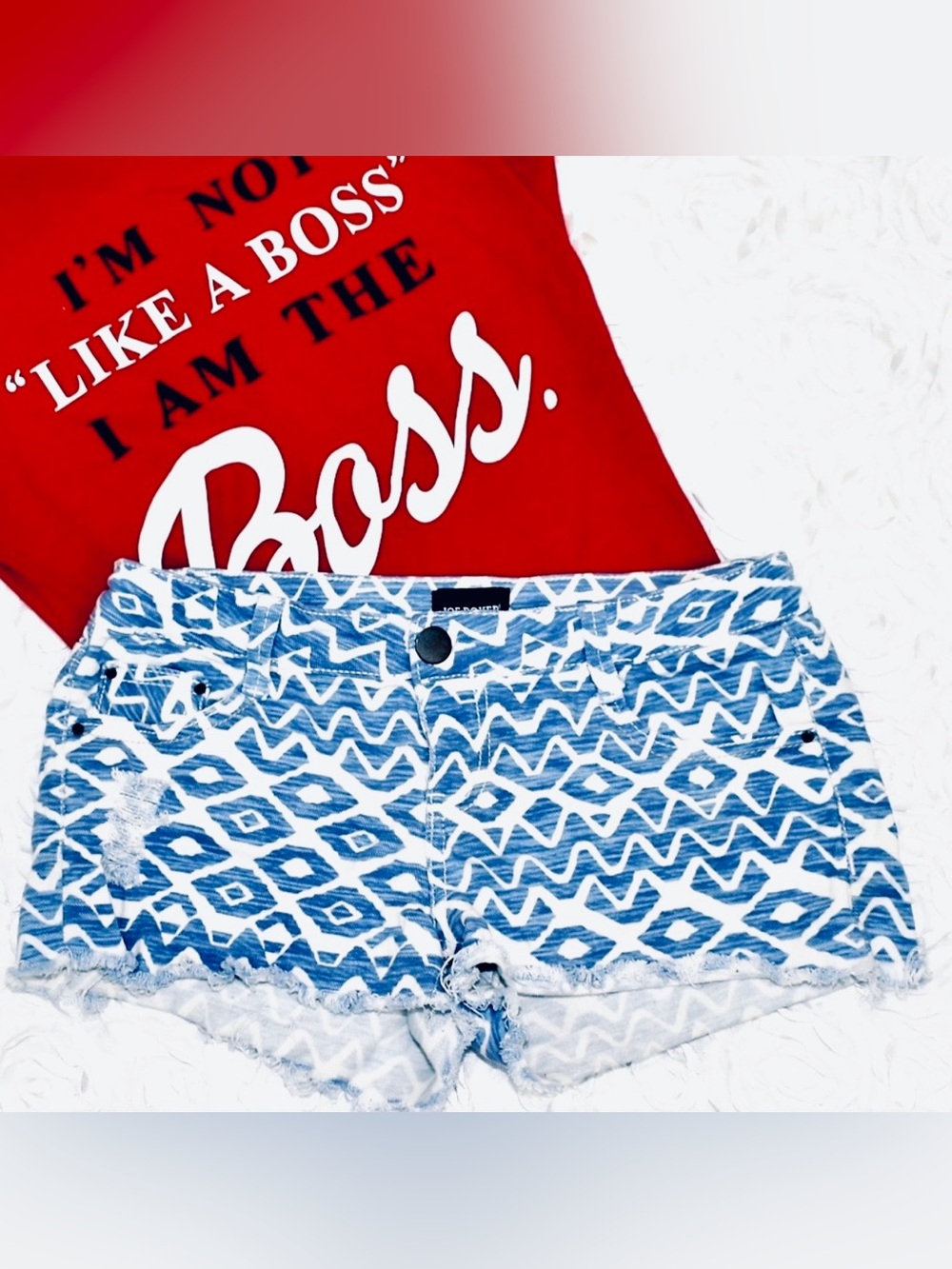 Joe Boxer Boho Distressed Denim Shorts